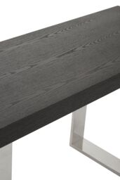 Orsina Grey Elm Wood Console Table, Elm Wood Plank Top on Polished Stainless Steel Sledge Legs, Monochrome in Black - thumbnail 5