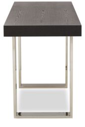 Orsina Grey Elm Wood Console Table, Elm Wood Plank Top on Polished Stainless Steel Sledge Legs, Monochrome in Black - thumbnail 2