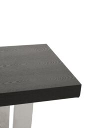 Orsina Grey Elm Wood Console Table, Elm Wood Plank Top on Polished Stainless Steel Sledge Legs, Monochrome in Black - thumbnail 4