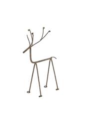 KDMD Rustic Metal Reindeer Sculpture on Stand for Seasonal Decor in Light Brown