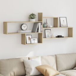 Berkfield Home Wall Shelf Sonoma Oak 167.5x18x68 cm Engineered Wood in Brown - thumbnail 1