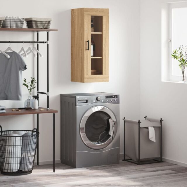 Berkfield Home Wall Mounted Cabinet Sonoma Oak 34.5x34x90 cm in Brown - image 1