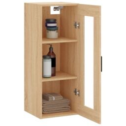 Berkfield Home Wall Mounted Cabinet Sonoma Oak 34.5x34x90 cm in Brown - thumbnail 5
