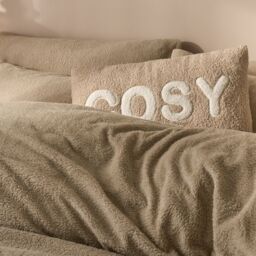 OHS Thermal Soft Teddy Fleece Duvet Cover Bedding Set in Stone - Size: King - thumbnail 3