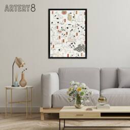 "Artery8 Cats Vintage Japanese Ukiyo E Kuniyoshi Black Framed Canvas Wall Art in White - Size: W12"" x H16""" - thumbnail 3