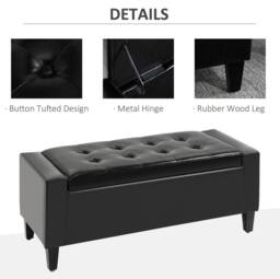 STILVORA Storage Ottoman Bench with Lift-Up Lid in Black - thumbnail 5