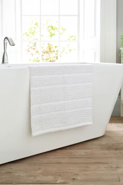 Deyongs Romeo Textured 100% Cotton Bath Mat - 1500gsm Absorbent Bathroom Rug - 1846 in White - image 1
