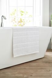 Deyongs Romeo Textured 100% Cotton Bath Mat - 1500gsm Absorbent Bathroom Rug - 1846 in White - thumbnail 1