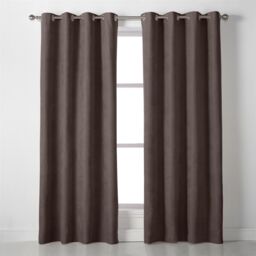 Luxury Living Velvet Chenille Eyelet Curtains Ready Made Pair in Chocolate - Size: 142 cm width x 137 cm drop - thumbnail 3