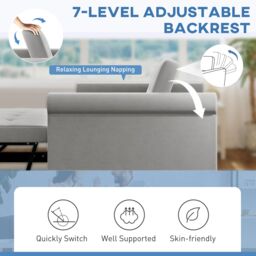 HOMCOM Convertible Pull Out Sleeper Sofa Bed Settee for Living Room, Grey - Size: 2 Seater - thumbnail 6