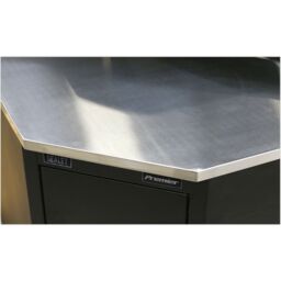 Loops 930mm Stainless Steel Corner Worktop for ys02615 Modular Corner Floor Cabinet in Metallics