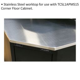 Loops 930mm Stainless Steel Corner Worktop for ys02615 Modular Corner Floor Cabinet in Metallics - thumbnail 2