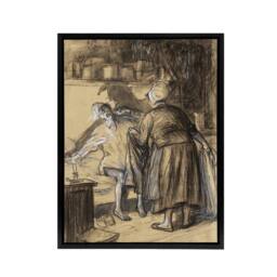"Artery8 Here Are Your Trousers Drawing Glackens Framed Canvas Wall Art Print in Beige - Size: W12"" x H16""" - thumbnail 1
