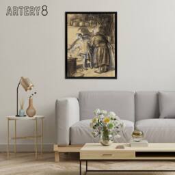 "Artery8 Here Are Your Trousers Drawing Glackens Framed Canvas Wall Art Print in Beige - Size: W12"" x H16""" - thumbnail 3