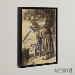 "Artery8 Here Are Your Trousers Drawing Glackens Framed Canvas Wall Art Print in Beige - Size: W12"" x H16""" - thumbnail 2