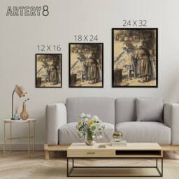 "Artery8 Here Are Your Trousers Drawing Glackens Framed Canvas Wall Art Print in Beige - Size: W12"" x H16""" - thumbnail 4
