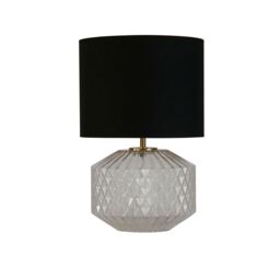 Lighting Collection Clear Glass Satin Brass Table Lamp in Gold - thumbnail 3