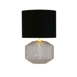 Lighting Collection Clear Glass Satin Brass Table Lamp in Gold - thumbnail 2