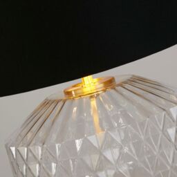 Lighting Collection Clear Glass Satin Brass Table Lamp in Gold - thumbnail 4