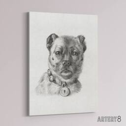 "Artery8 Dog head with a Collar Pencil Drawing Bernard Canvas Wall Art in White - Size: W18"" x H24""" - thumbnail 2