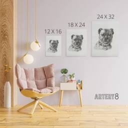 "Artery8 Dog head with a Collar Pencil Drawing Bernard Canvas Wall Art in White - Size: W18"" x H24""" - thumbnail 4