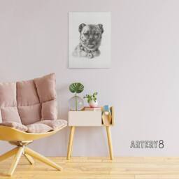 "Artery8 Dog head with a Collar Pencil Drawing Bernard Canvas Wall Art in White - Size: W18"" x H24""" - thumbnail 3