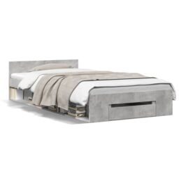 Berkfield Home Bed Frame with Drawer without Mattress Concrete Grey 90x200 cm - thumbnail 2