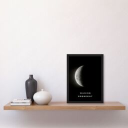 Artery8 Phases of the Moon Astronomy Waning Crescent Lunar Space Poster Artwork Framed Wall Art Print A4 in Black - thumbnail 2