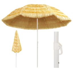 Berkfield Home Beach Umbrella Natural 300 cm Hawaii Style in Brown - thumbnail 1