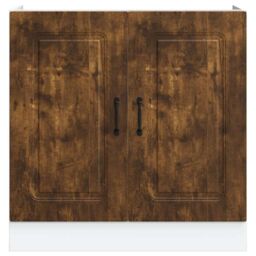 Berkfield Home Sink Base Cabinet Kalmar Smoked Oak 80x46x81.5 cm Engineered Wood in Brown - thumbnail 4