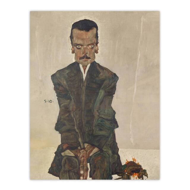 "Artery8 Portrait of the Publisher Eduard Kosmack Schiele Wall Art Poster Print in Beige - Size: W24"" x H32""" - image 1