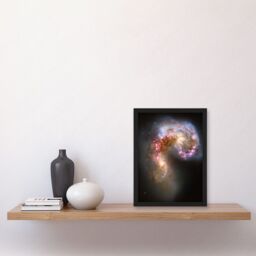 Artery8 Hubble Space Telescope Image The Antennae Galaxies NGC 4038-4039 Orange Pink Blue Spiral Pair Collision Newly Formed Super Star Clusters Art - thumbnail 2