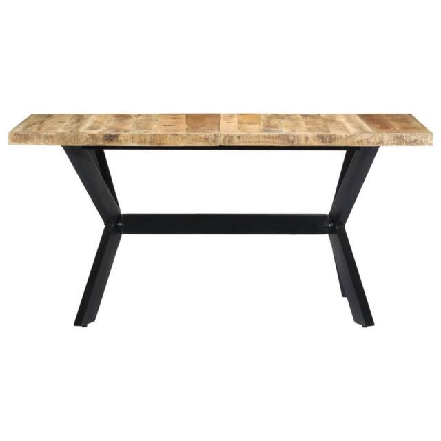 Berkfield Home Dining Table 140x70x75 cm Solid Rough Mango Wood in Brown - Size: 140 x 70 x 75 cm - image 1