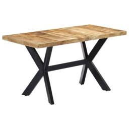 Berkfield Home Dining Table 140x70x75 cm Solid Rough Mango Wood in Brown - Size: 140 x 70 x 75 cm - thumbnail 8