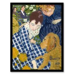 Artery8 Women with Dog Art Nouveau Painting Bonnard Framed Wall Art Print - Size: A3 - thumbnail 1