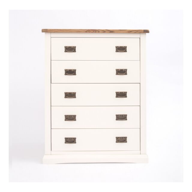 Cabinet Bits Cosenza 5 Drawer Chest of Drawers Bras Drop Handle in Off-White - image 1