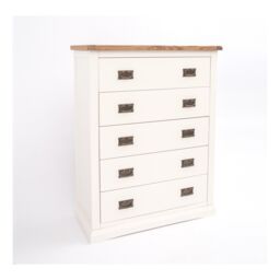 Cabinet Bits Cosenza 5 Drawer Chest of Drawers Bras Drop Handle in Off-White - thumbnail 3