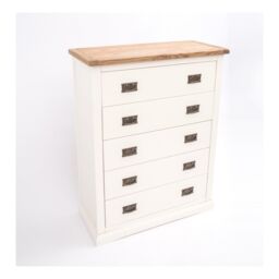 Cabinet Bits Cosenza 5 Drawer Chest of Drawers Bras Drop Handle in Off-White - thumbnail 4