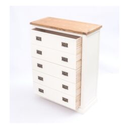 Cabinet Bits Cosenza 5 Drawer Chest of Drawers Bras Drop Handle in Off-White - thumbnail 5