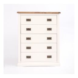 Cabinet Bits Cosenza 5 Drawer Chest of Drawers Bras Drop Handle in Off-White - thumbnail 1