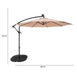 Monstershop LED Cantilever Parasol 3m With Full Fan Base - Beige - thumbnail 5