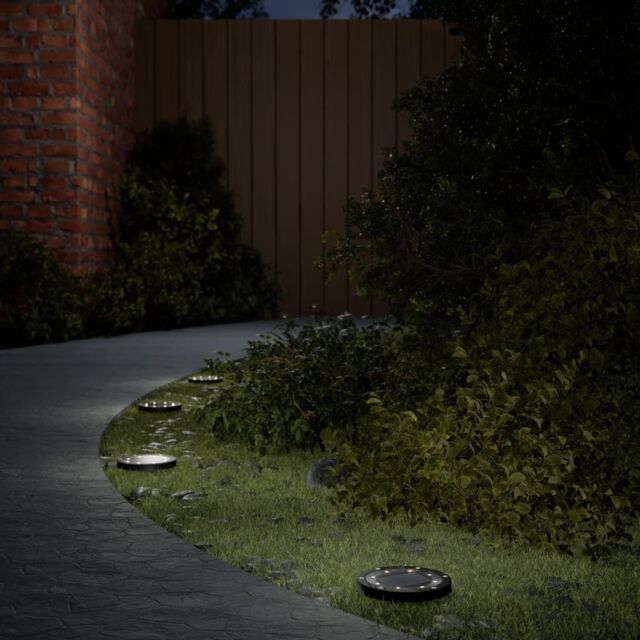 Berkfield Home Solar Ground Lights with Ground Spikes Outdoor 12 pcs Warm White in Black - image 1