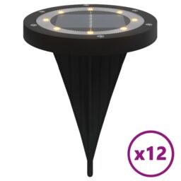 Berkfield Home Solar Ground Lights with Ground Spikes Outdoor 12 pcs Warm White in Black - thumbnail 2