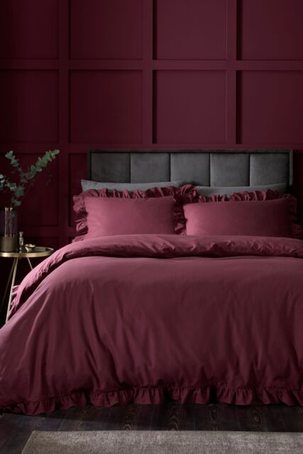 Appletree 'Cassia Frill' 100% Cotton Relaxed Look Duvet Cover Set in Red - Size: King - image 1