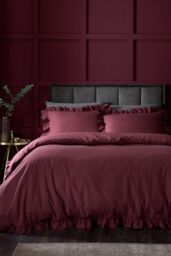 Appletree 'Cassia Frill' 100% Cotton Relaxed Look Duvet Cover Set in Red - Size: King