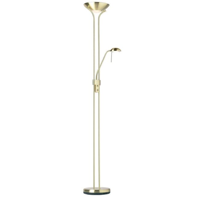 Loops Mother & Child Floor Lamp Satin Brass 1.8m Twin Light Dimmer Flexible Reading in Metallics - image 1