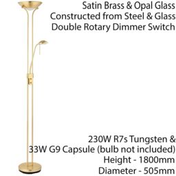 Loops Mother & Child Floor Lamp Satin Brass 1.8m Twin Light Dimmer Flexible Reading in Metallics - thumbnail 2