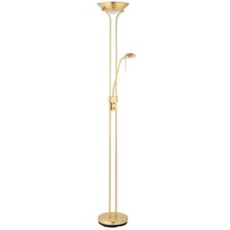 Loops Mother & Child Floor Lamp Satin Brass 1.8m Twin Light Dimmer Flexible Reading in Metallics - thumbnail 3