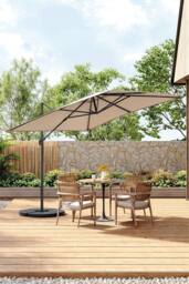 Living and Home Large Square Canopy Rotating Outdoor Cantilever Parasol with Fillable Base in Taupe - thumbnail 2