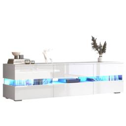 Rolipo Modern White LED TV Stand 160cm High Gloss Console